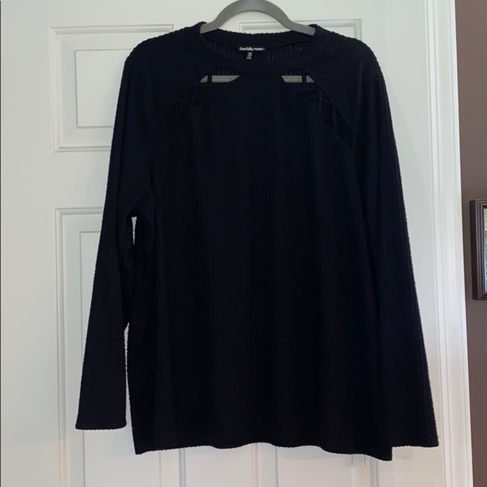 Charlotte Russe Black Plus-Size Cutout Sweater(3X)
